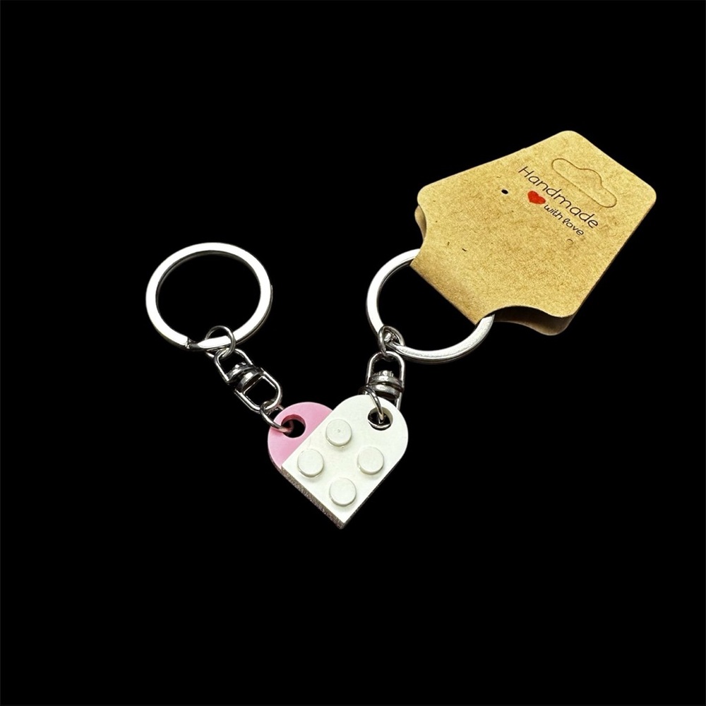 Heart-Shaped Keychain with Pink and White Accents